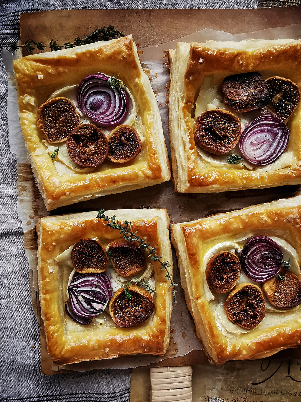 Goat cheese, fig and red onion savory danishes-01