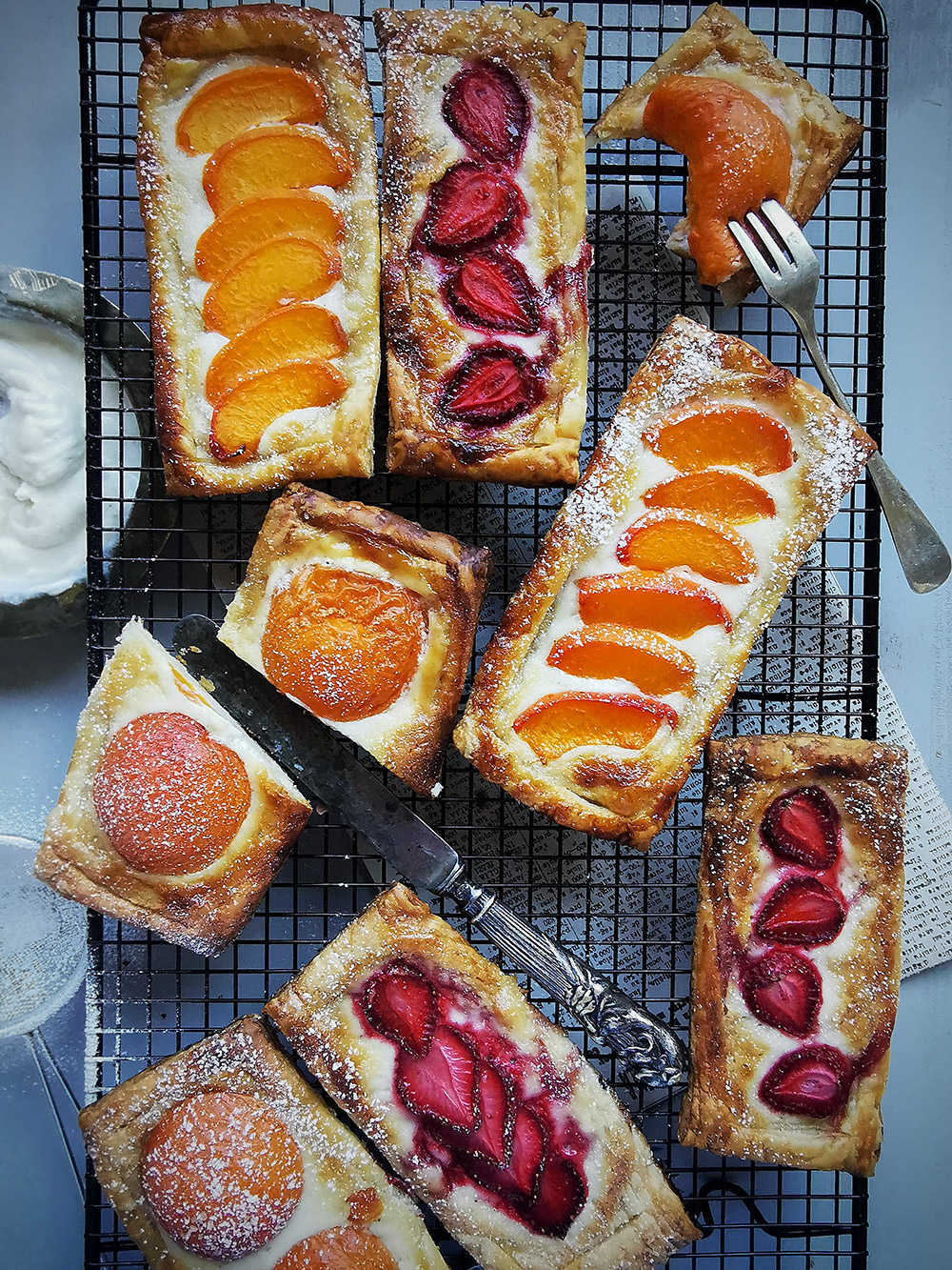 Apricot and strawberry danishes
