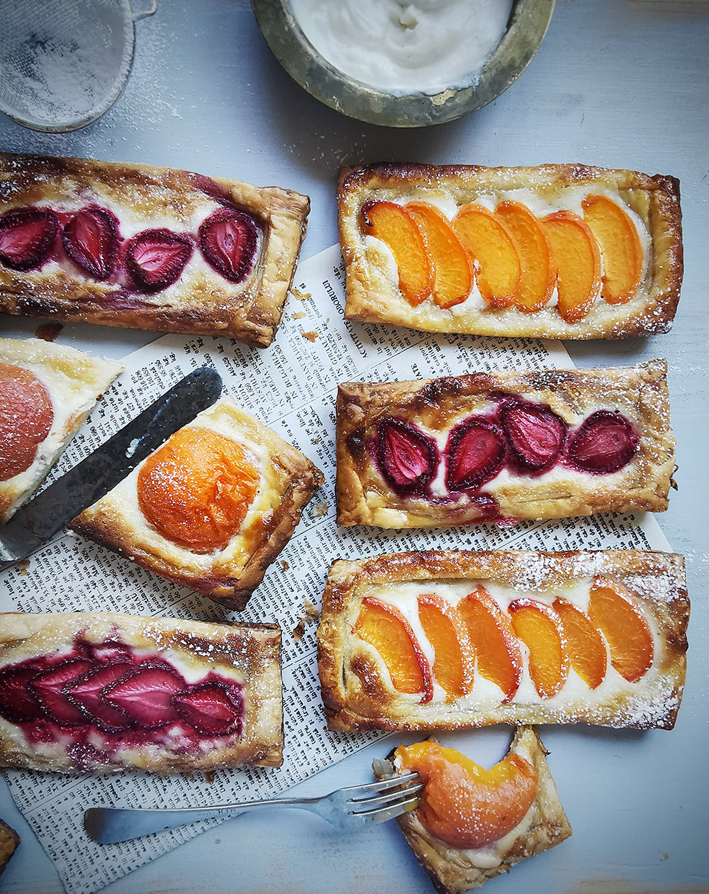 Apricot and strawberry danishes