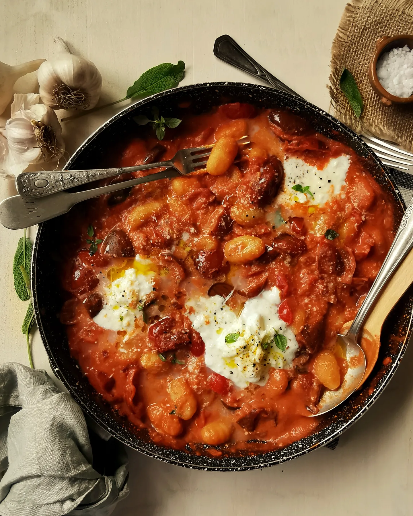 Gnocchi with cherry tomatoes and burrata