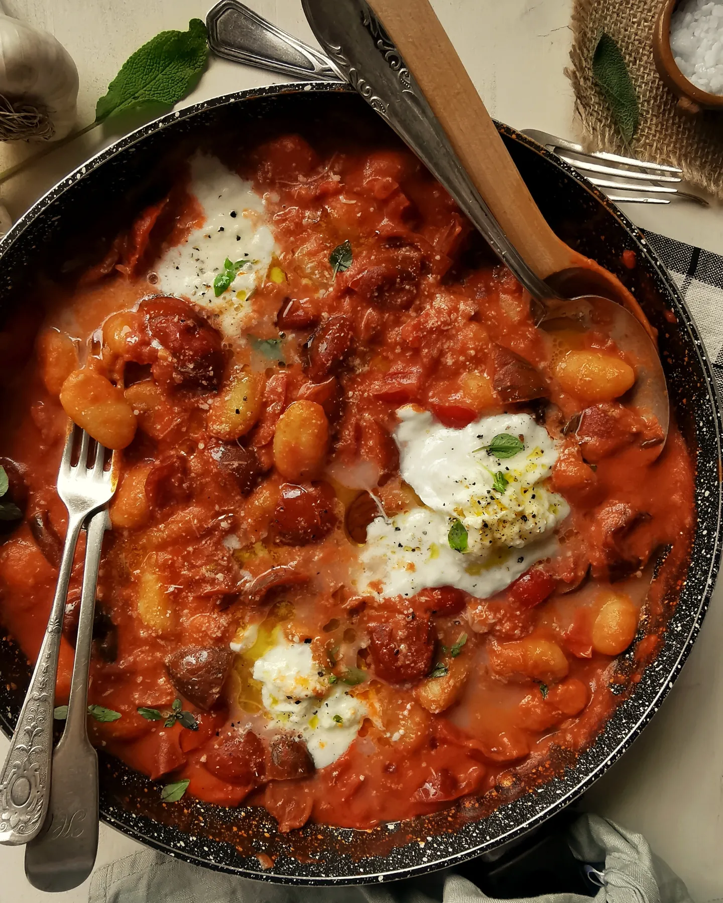 Gnocchi with cherry tomatoes and burrata