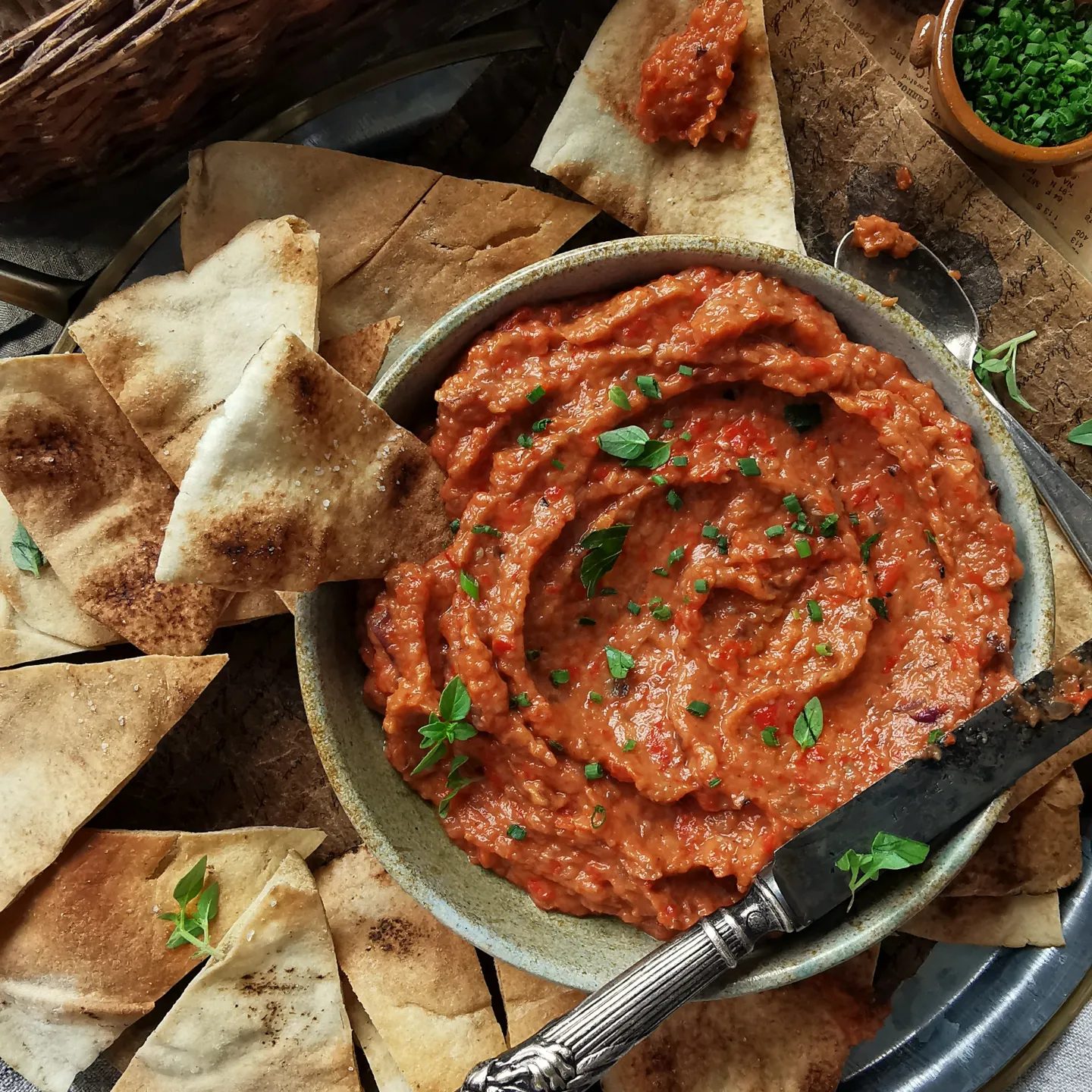 Roasted eggplant and pepper dip