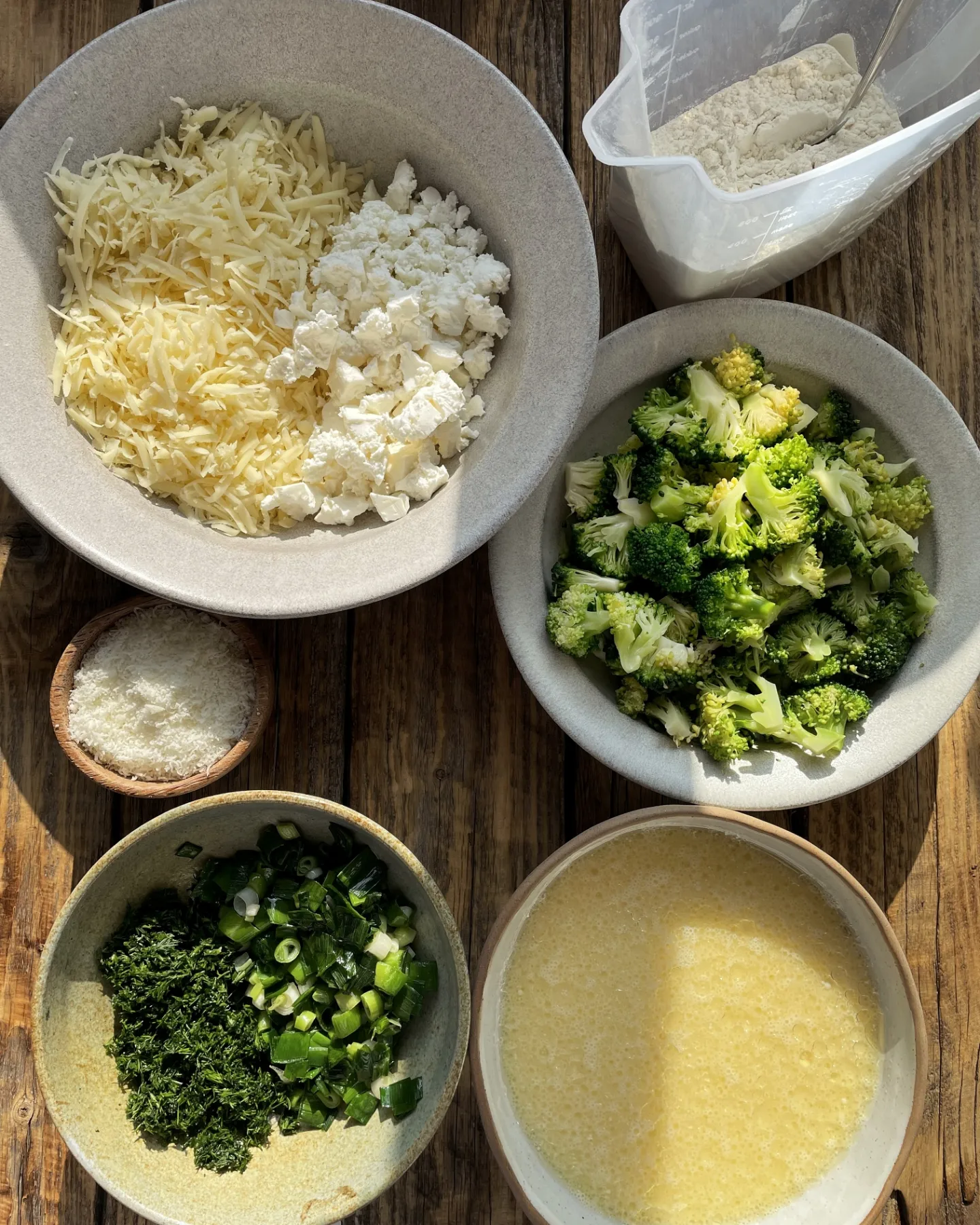 Broccoli feta mozzarella pie