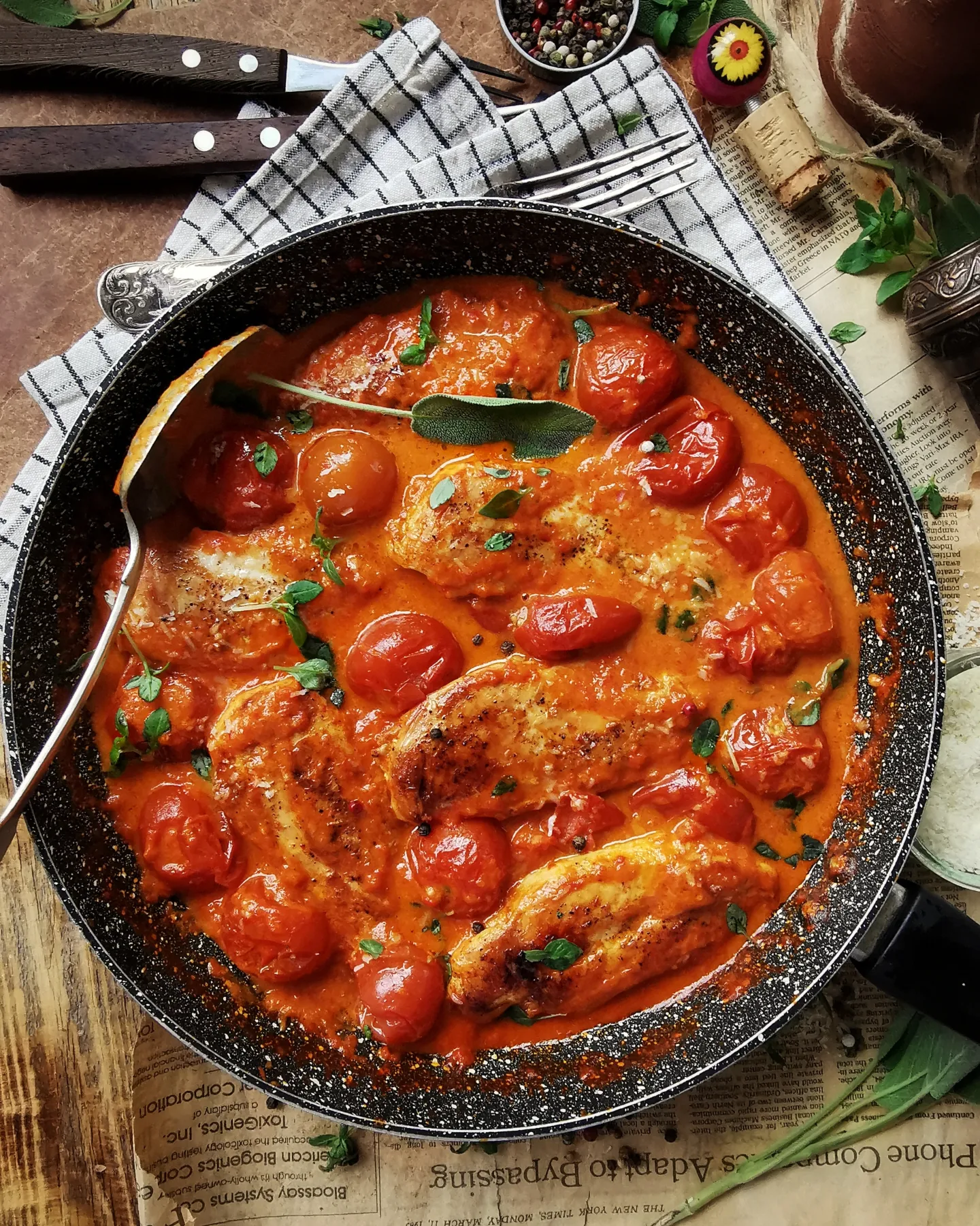Chicken in delicious roasted red pepper sauce