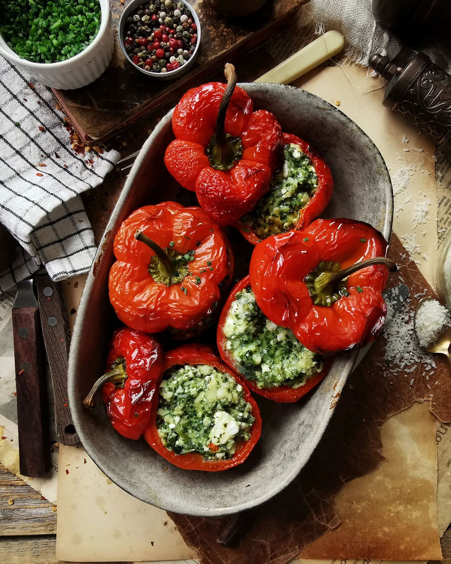 Spinach and feta stuffed peppers