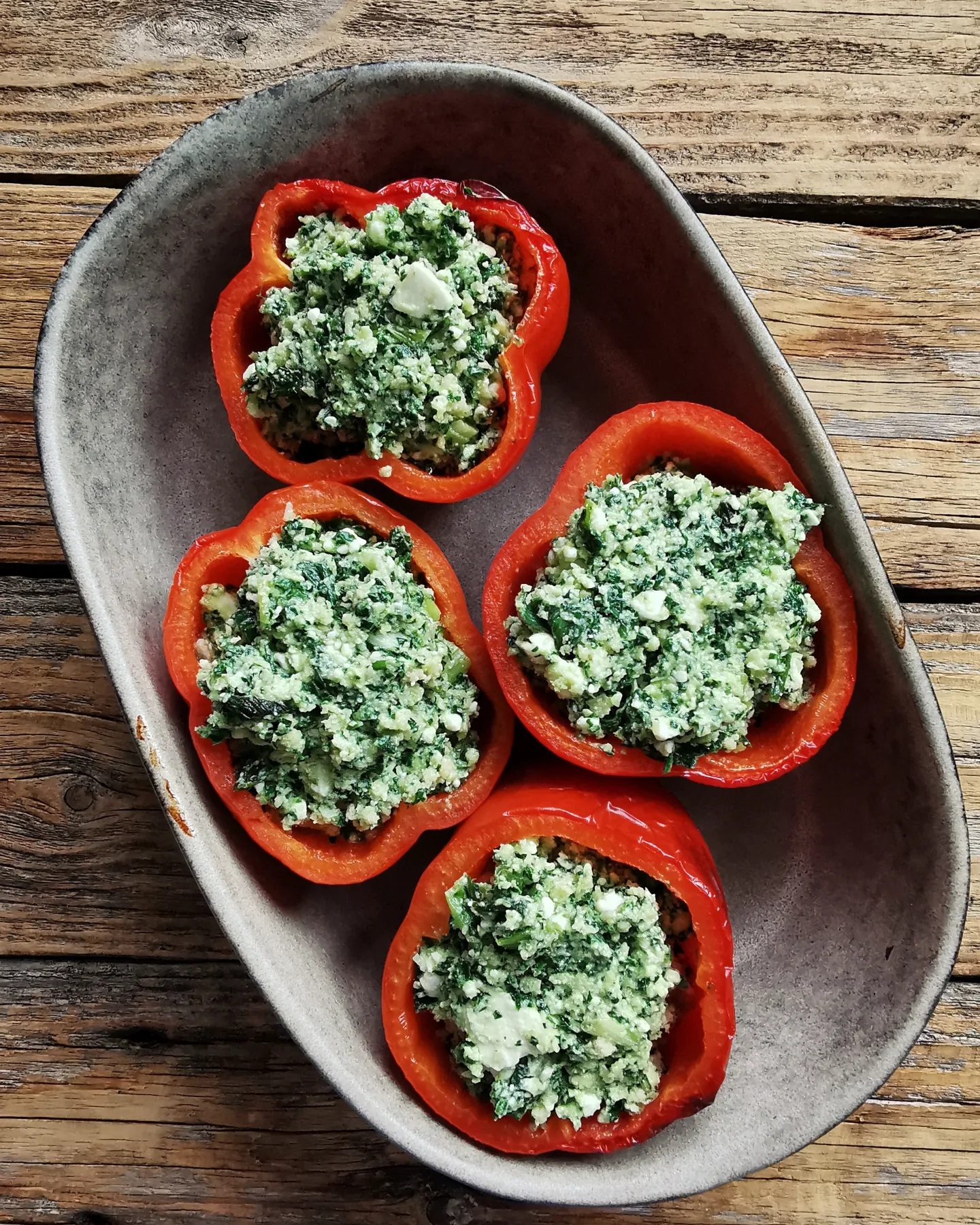 Spinach and feta stuffed peppers